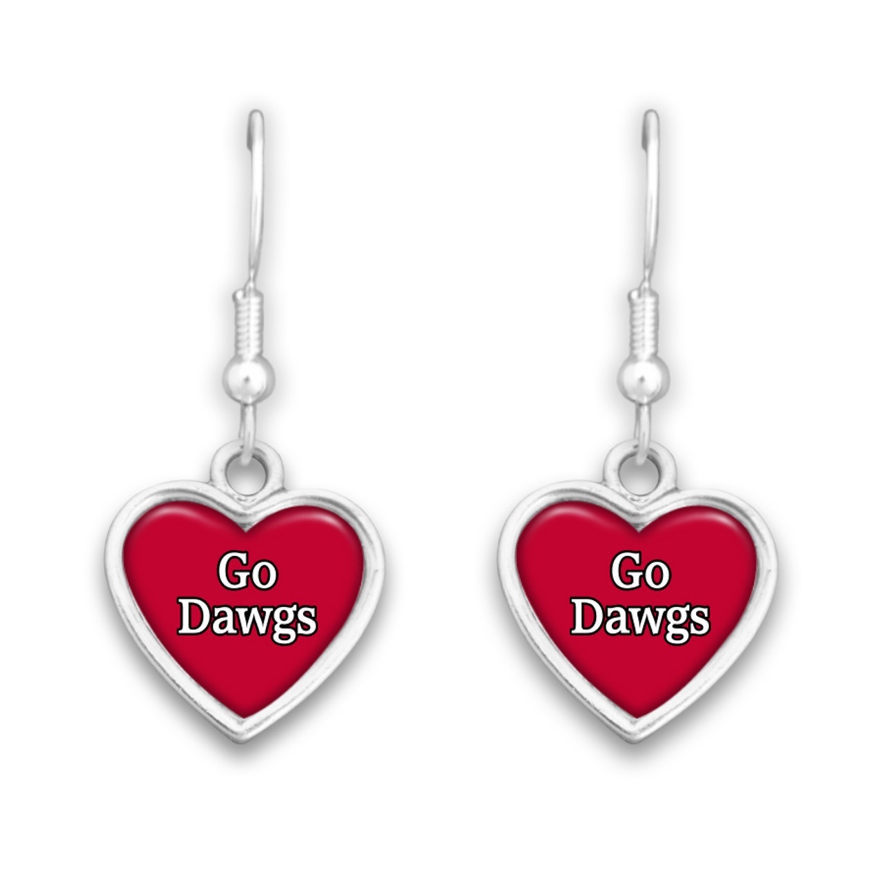 Georgia Bulldogs Spirit Slogan Heart Earrings