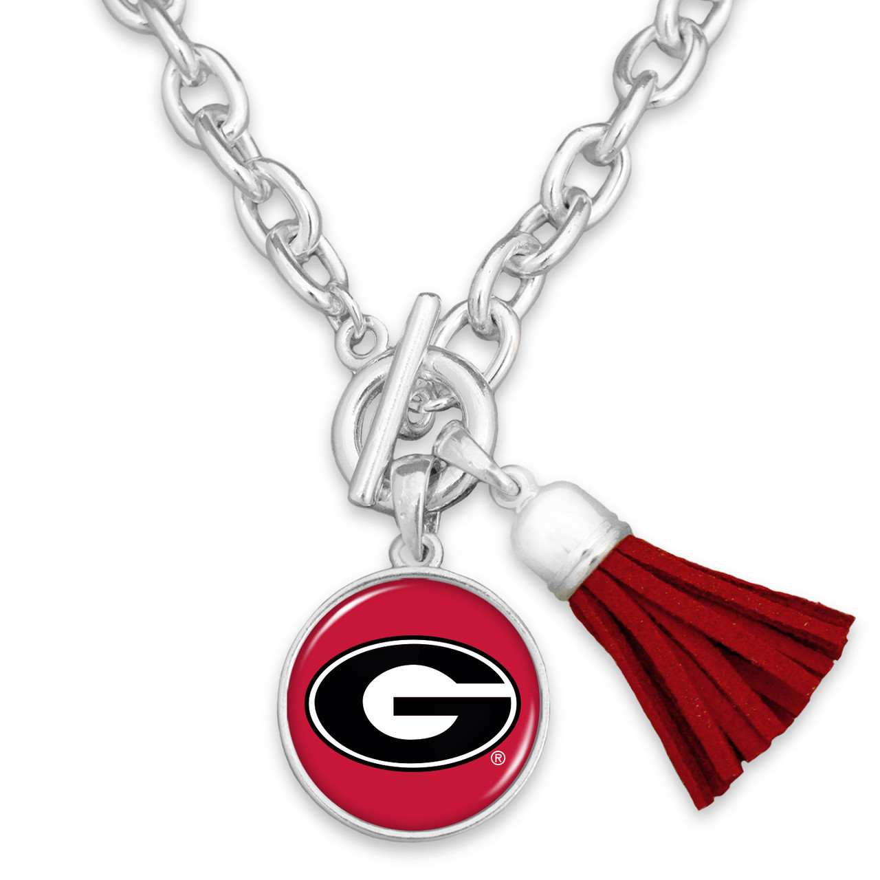 Georgia Bulldogs Necklace- Team Color Tassel