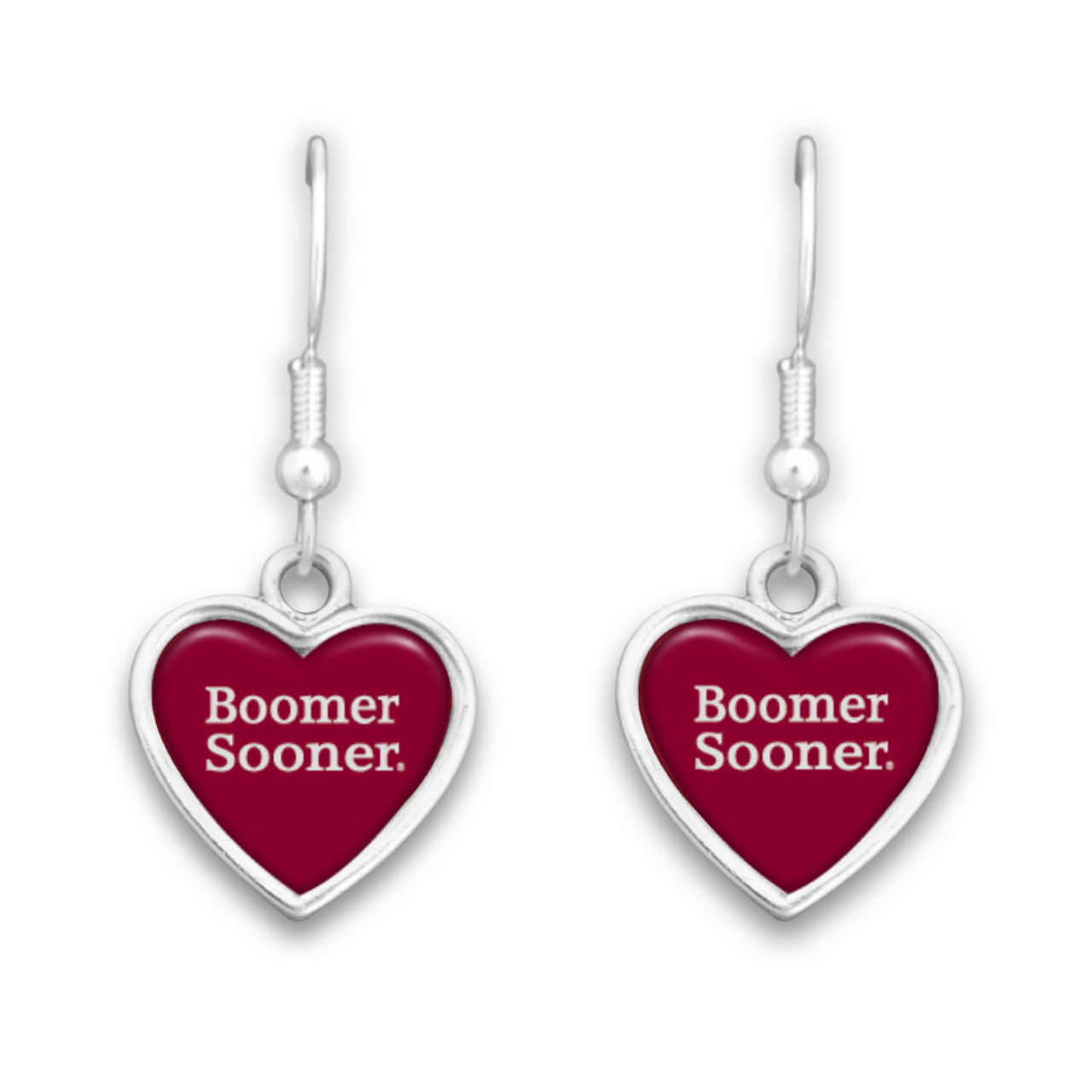 Oklahoma Sooners Spirit Slogan Heart Earrings