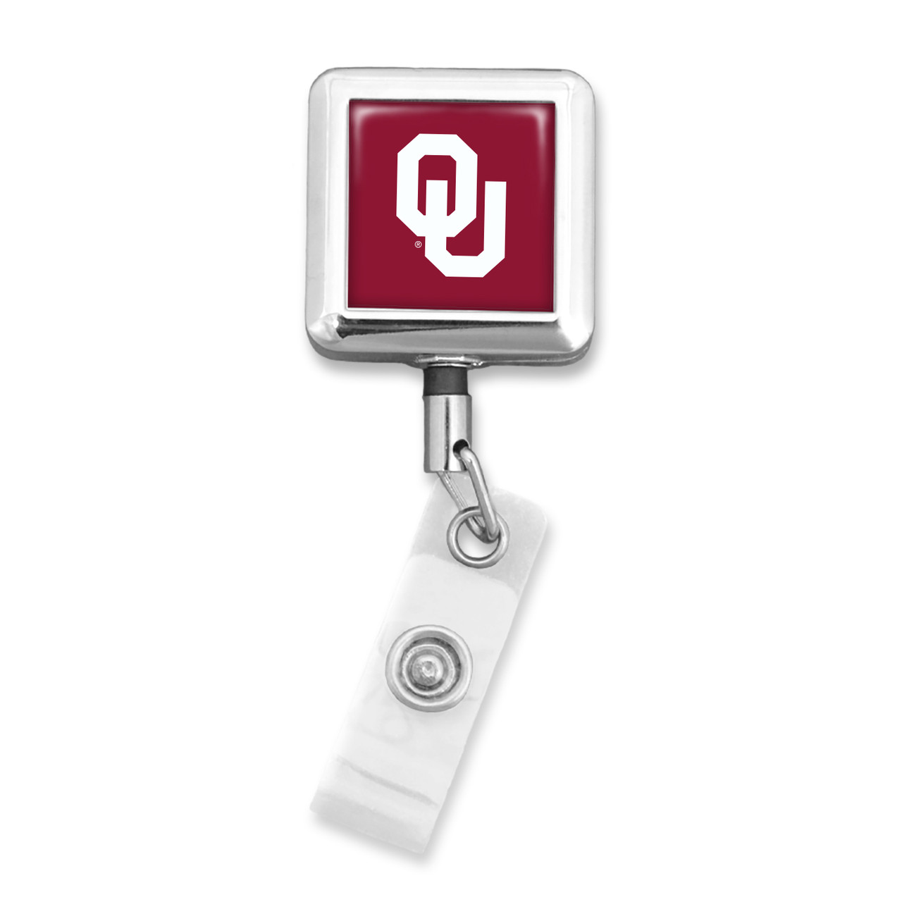 Oklahoma Sooners Square Badge Reel Alligator Clip