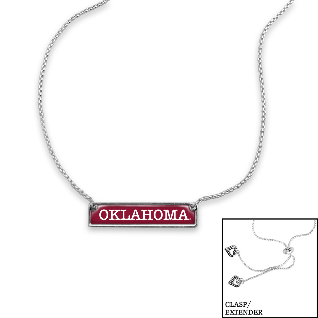 Oklahoma Sooners Necklace- Nameplate (Adjustable Slider Bead)
