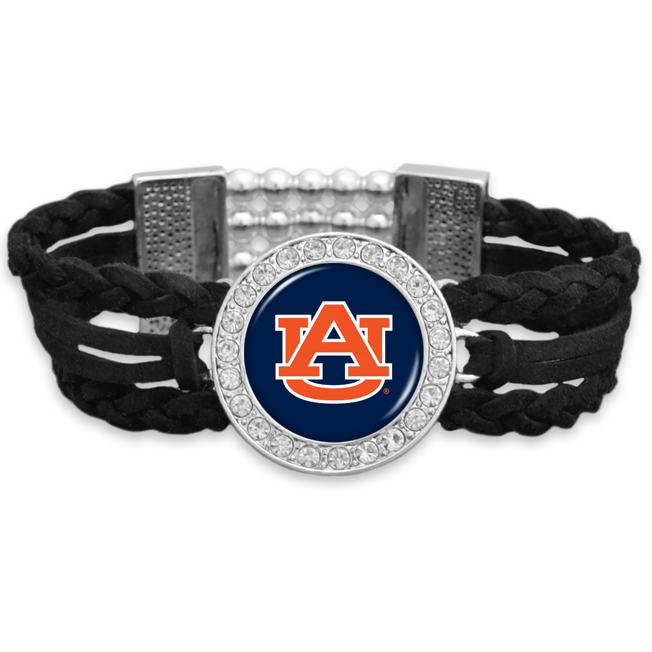 Auburn Tigers Bracelet- Black Braided Suede