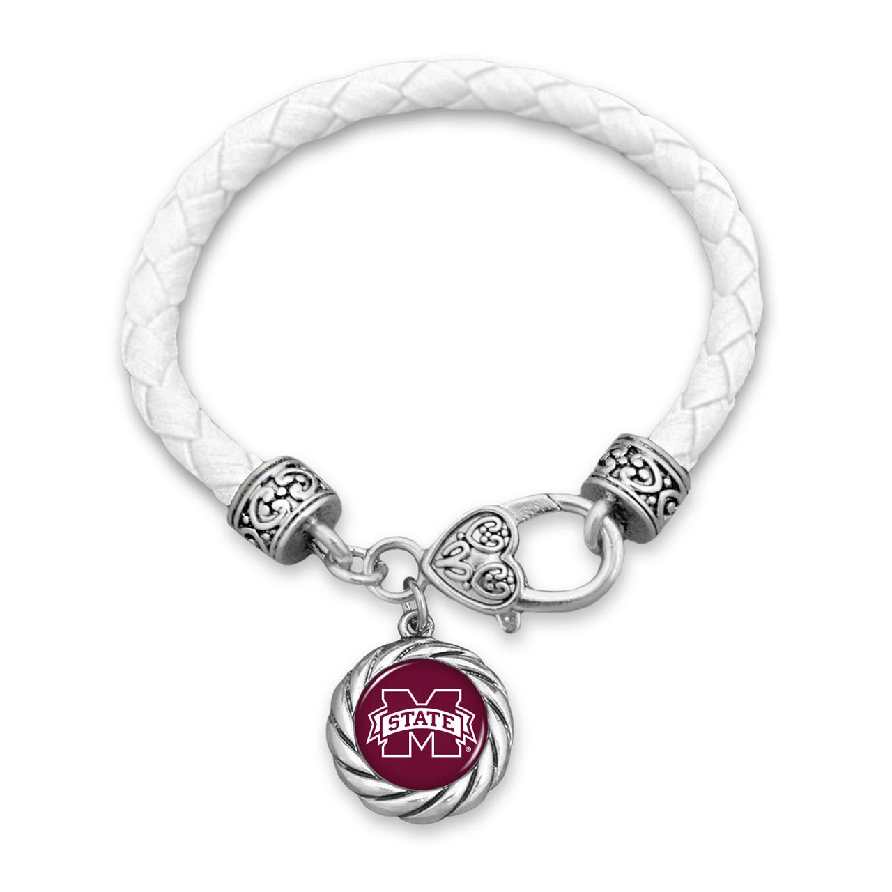 Mississippi State Bulldogs Bracelet- Harvey Leather Twisted Rope