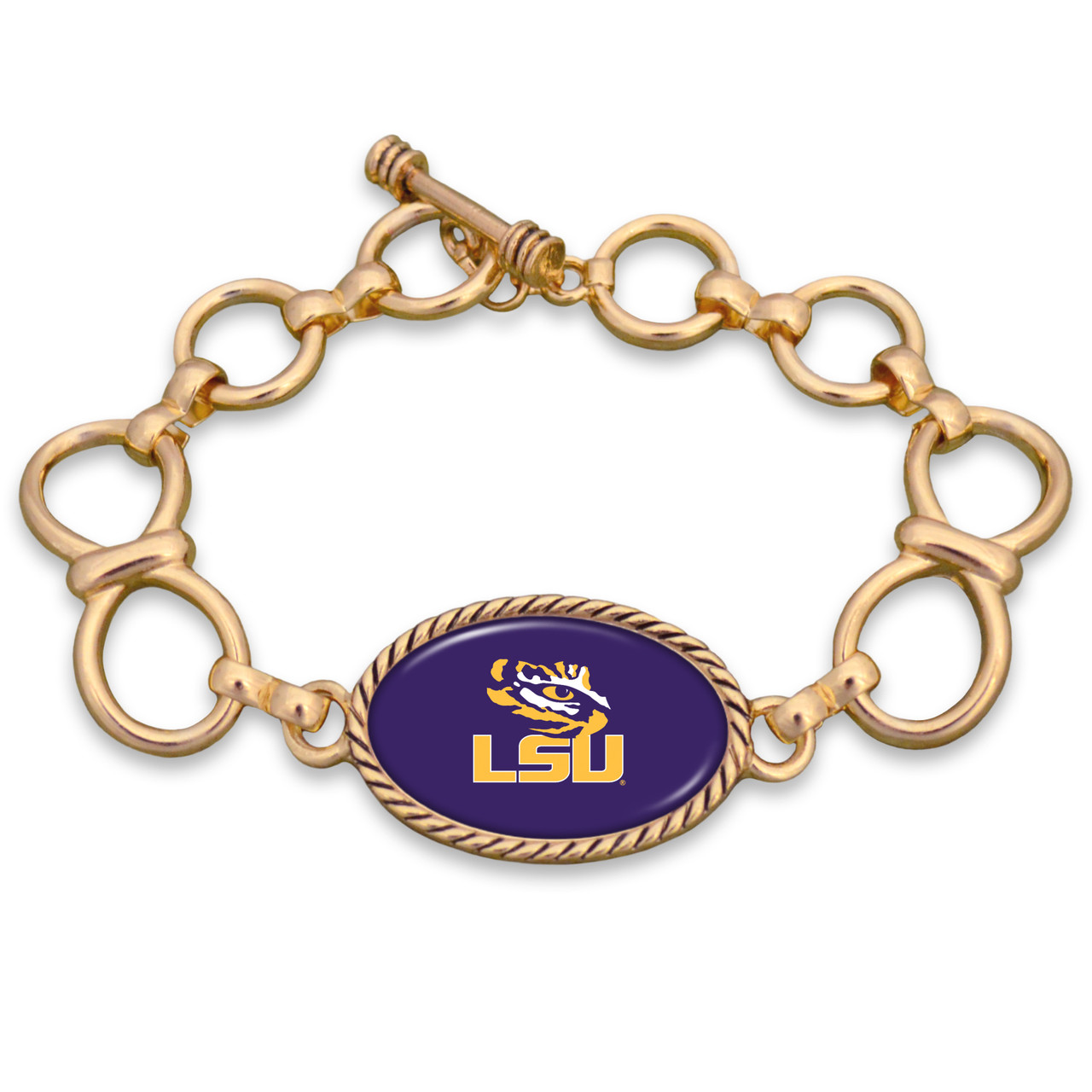 LSU Tigers Gold Chain Toggle College Bracelet