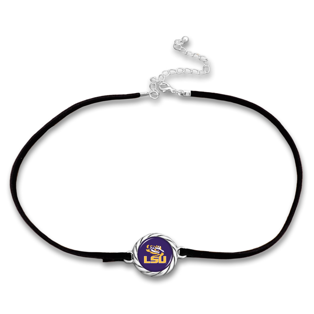 LSU Tigers Black Suede Choker Necklace