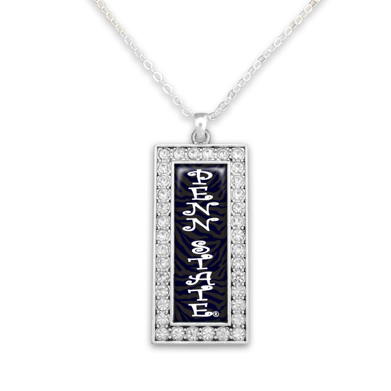 Penn State Nittany Lions Crystal Zebra Rectangle Drop Necklace