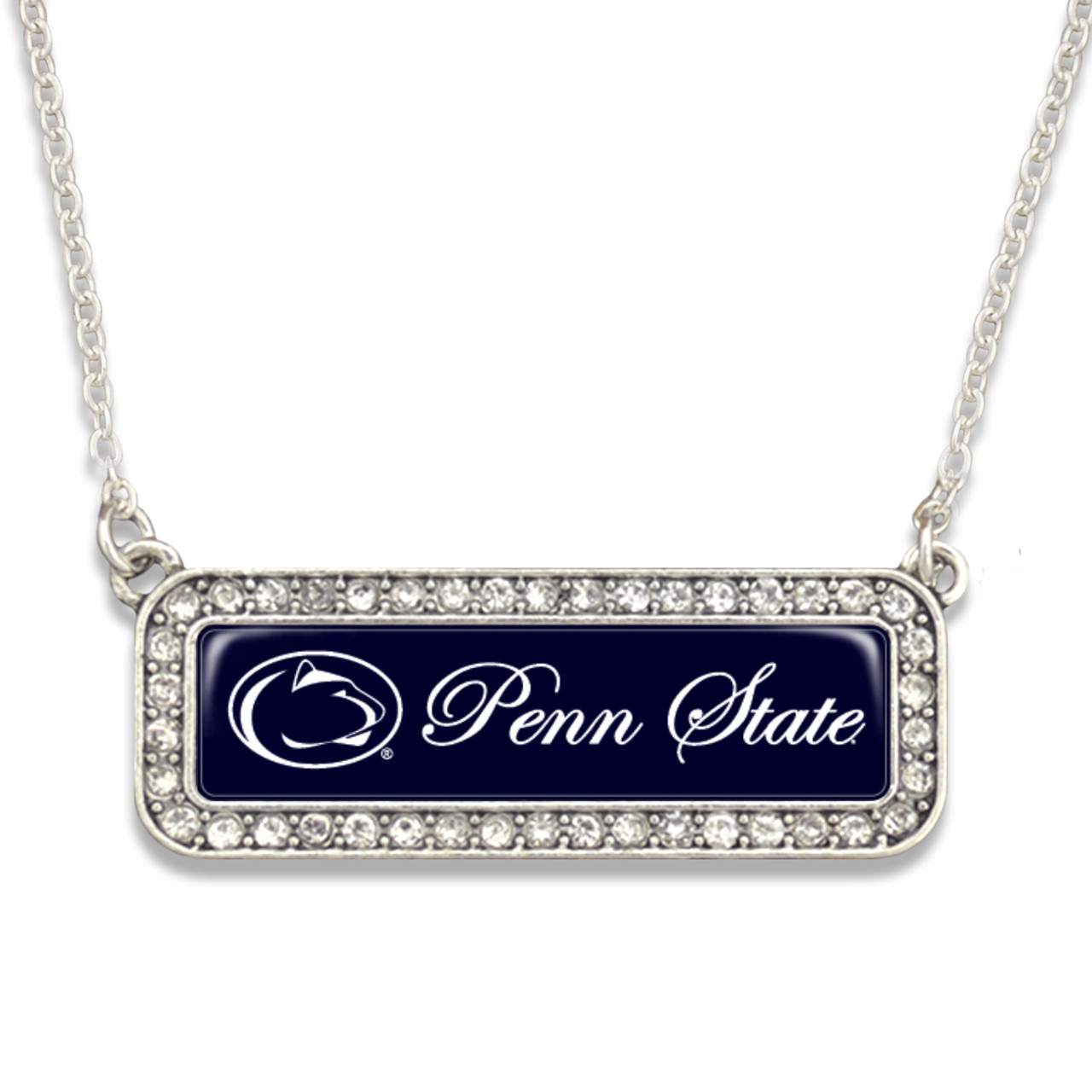 Penn State Nittany Lions Silver Crystal Name Plate Necklace
