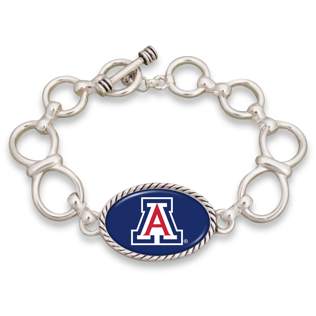 Arizona Wildcats Silver Chain Toggle College Bracelet