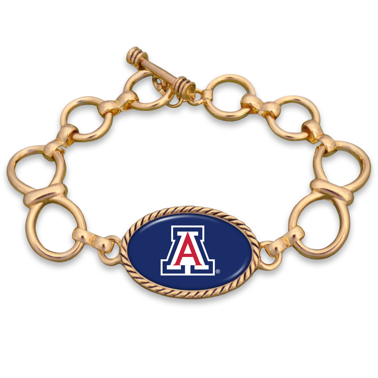 Arizona Wildcats Gold Chain Toggle College Bracelet