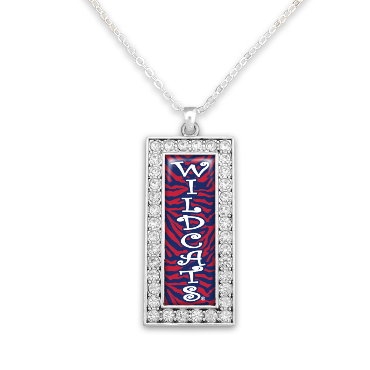 Arizona Wildcats Crystal Zebra Rectangle Drop Necklace