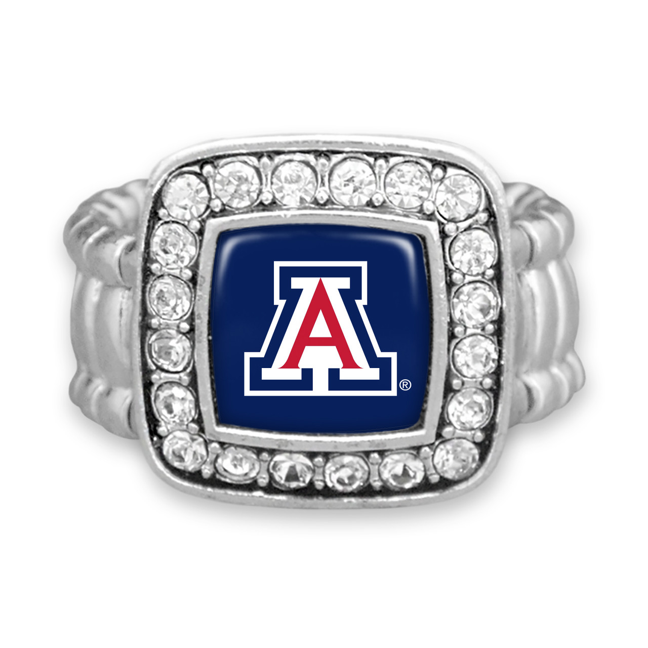 Arizona Wildcats Stretch Ring- Crystal Square