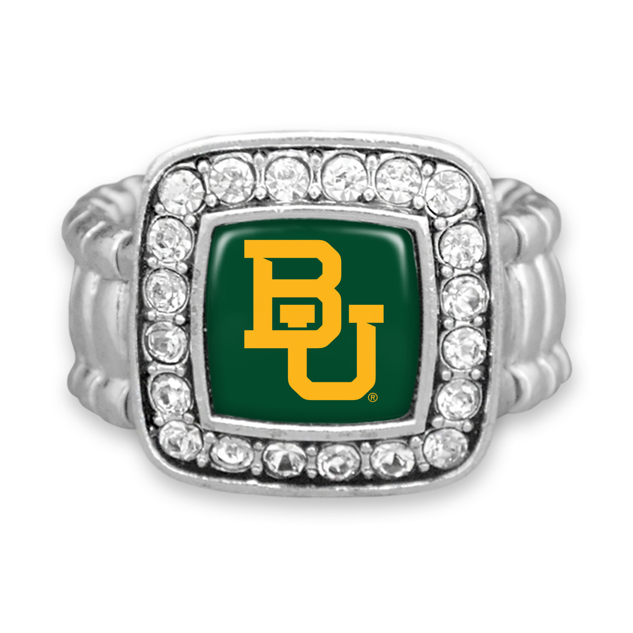 Baylor Bears Stretch Ring- Crystal Square