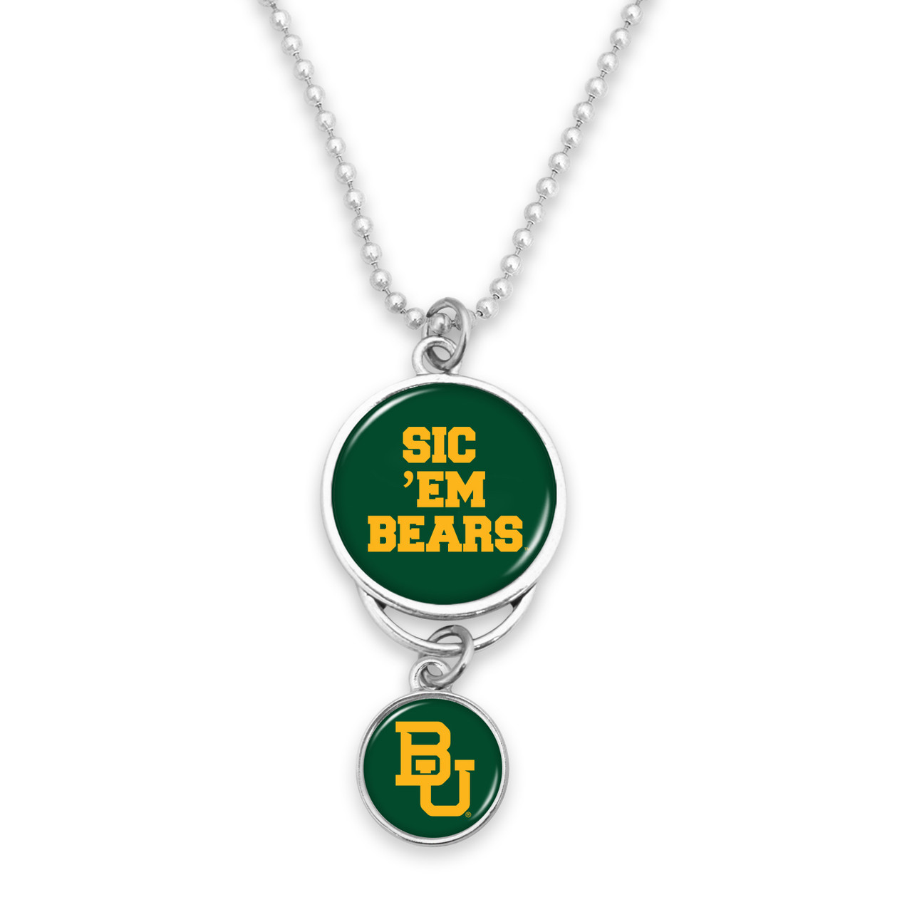 Baylor Bears Car Charm- Rear View Mirror with Silver College Logo