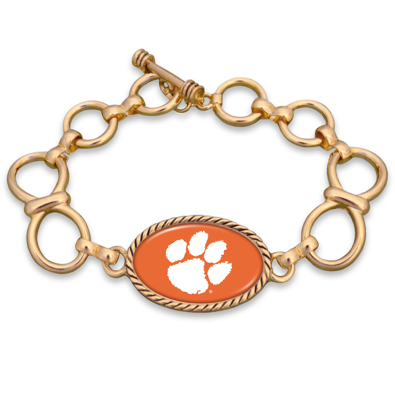 Clemson Tigers Gold Chain Toggle College Bracelet