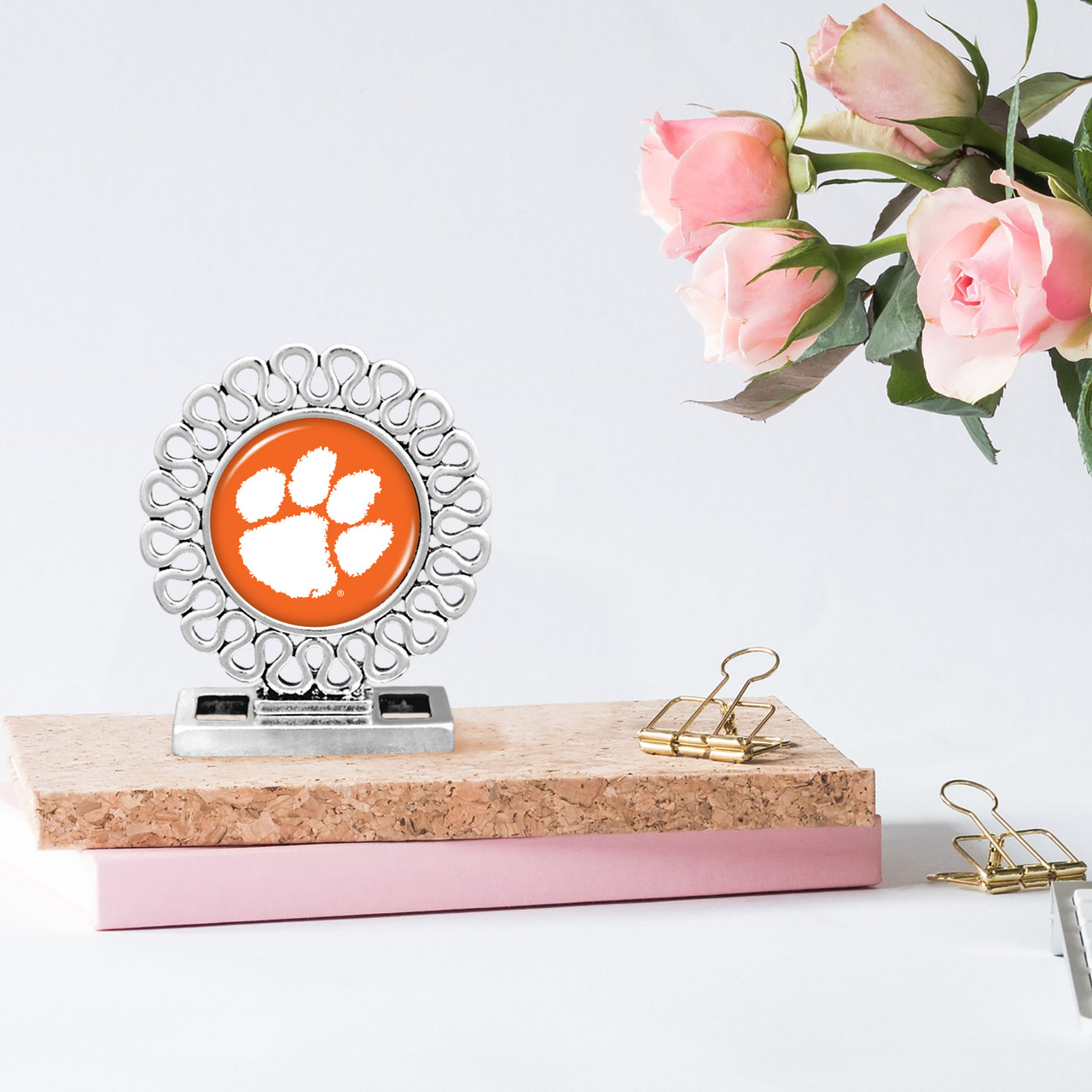 Clemson Tigers Desk Decor- Elegant Round