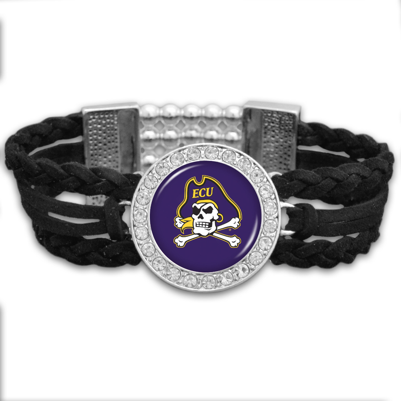 East Carolina Pirates Black Braided Suede College Bracelet