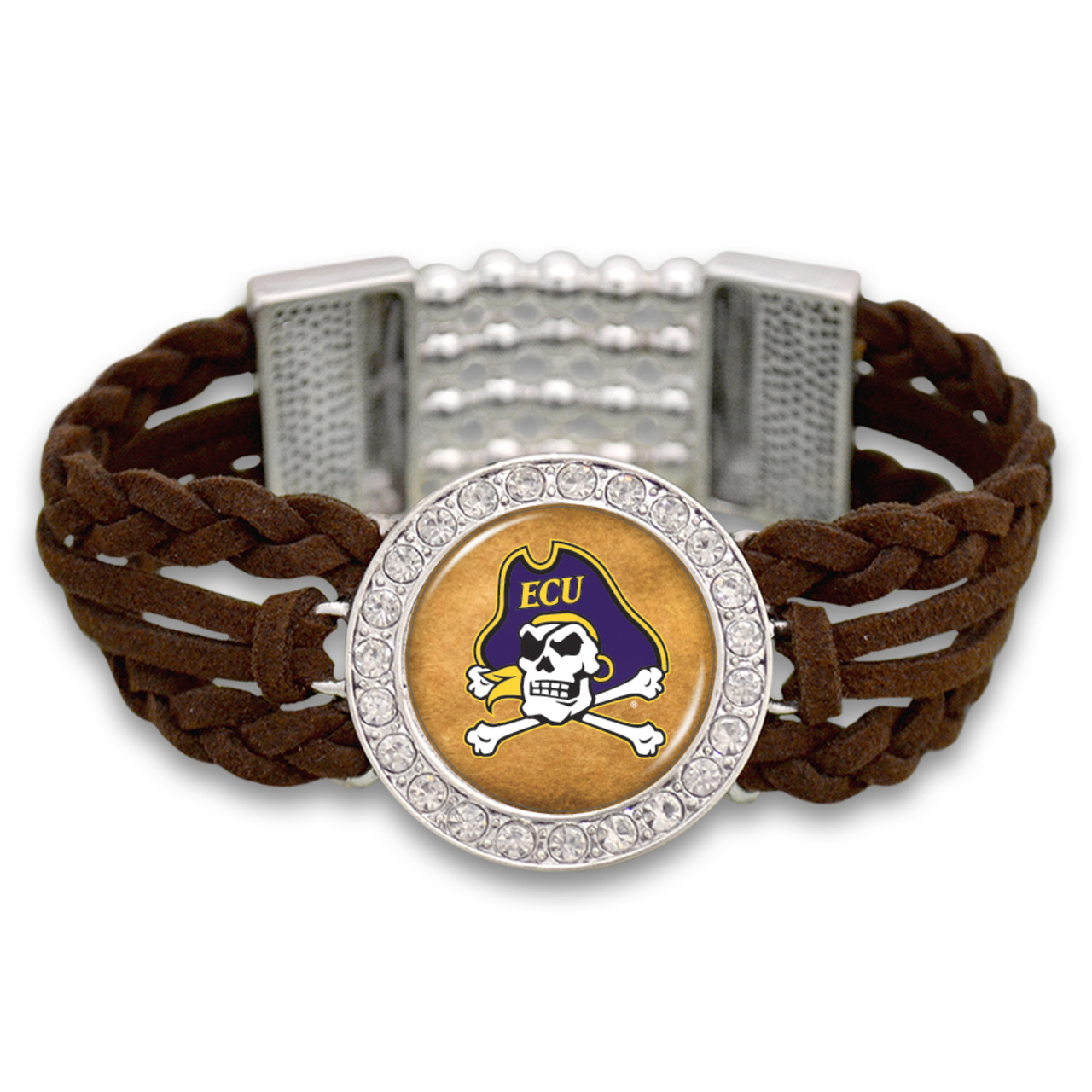 East Carolina Pirates Brown Braided Suede College Bracelet