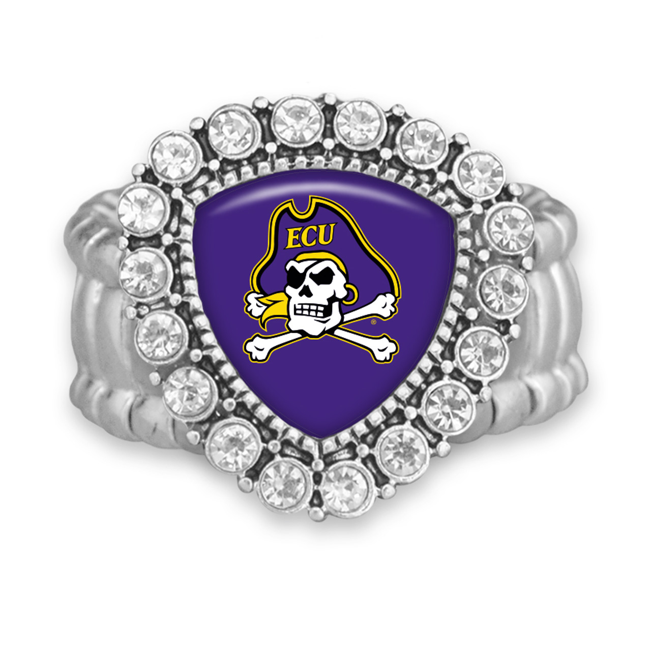 East Carolina Pirates Stretch Ring- Crystal Shield
