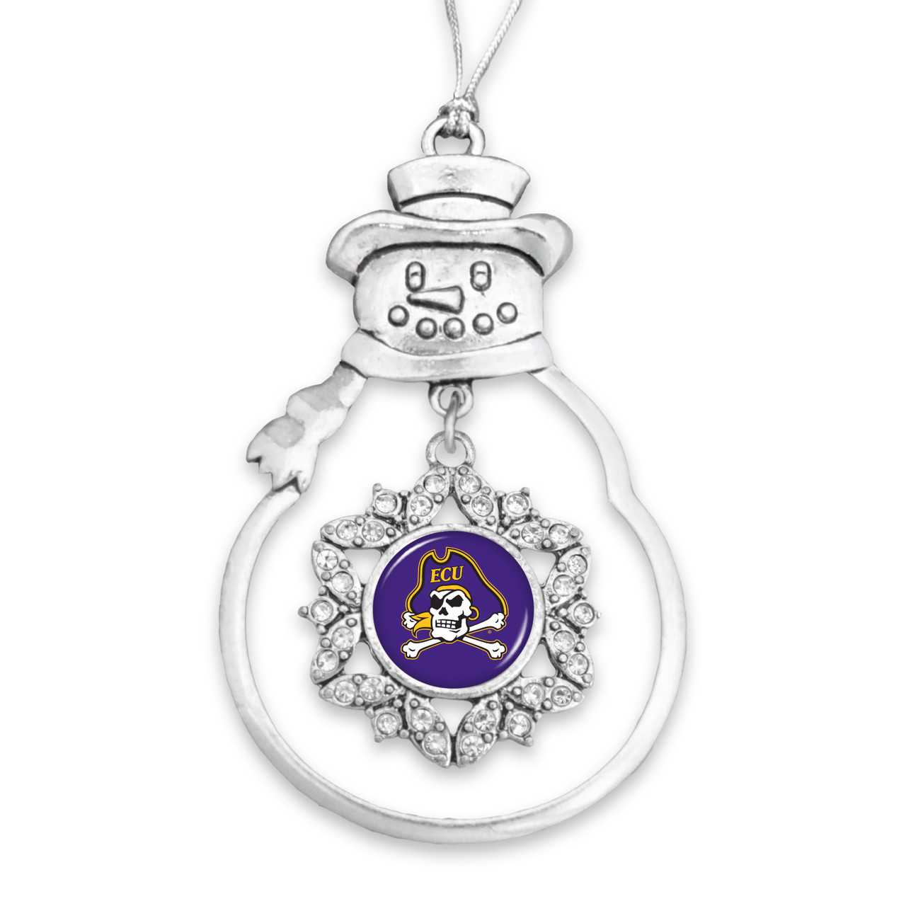 East Carolina Pirates Christmas Ornament- Snowman with Hanging Charm