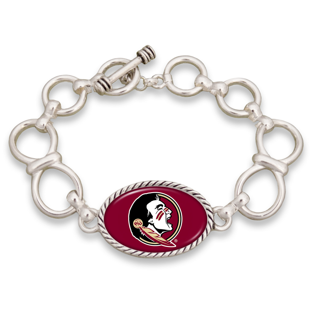 Florida State Seminoles Silver Chain Toggle College Bracelet