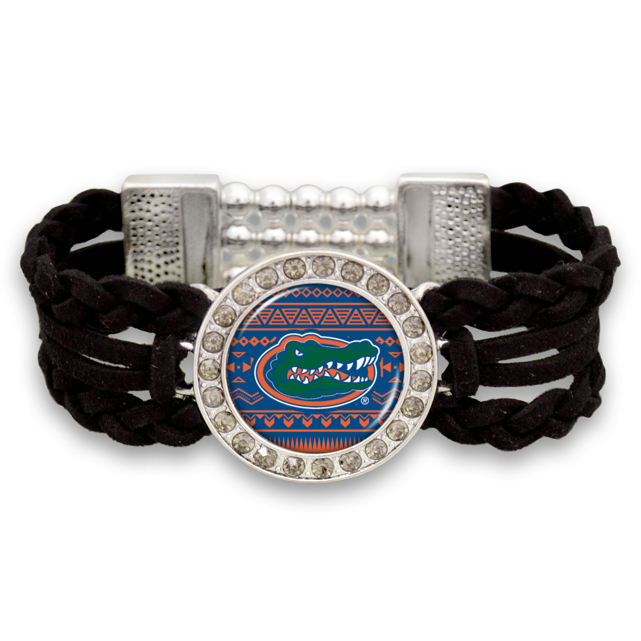 Florida Gators Black Braided Suede with Script Background College Bracelet