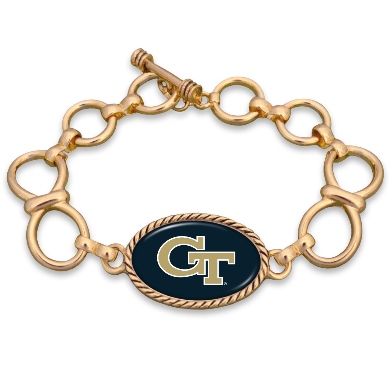 Georgia Tech Yellow Jackets Gold Chain Toggle College Bracelet