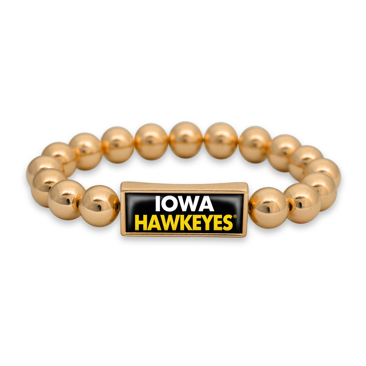 Iowa Hawkeyes Bracelet- Society Nameplate Stretch/ Gold