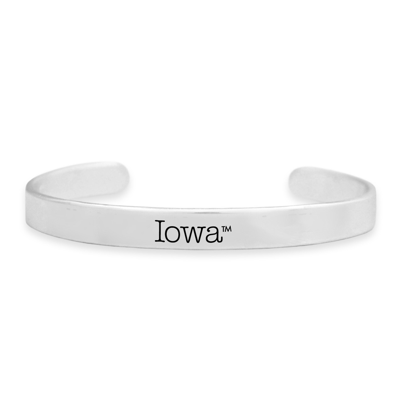 Iowa Hawkeyes Bracelet-  Silver Cuff/ School Name