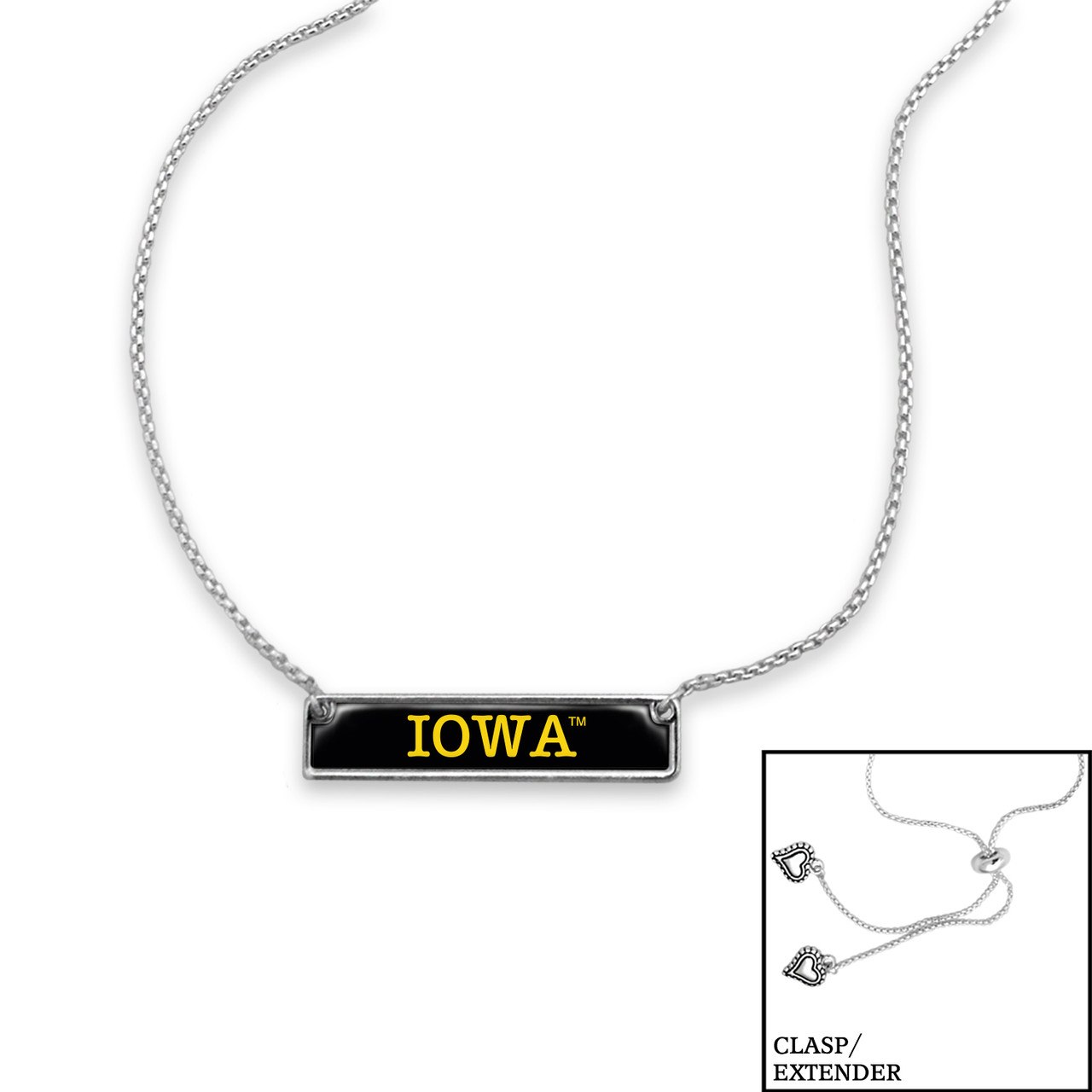 Iowa Hawkeyes Necklace- Nameplate (Adjustable Slider Bead)