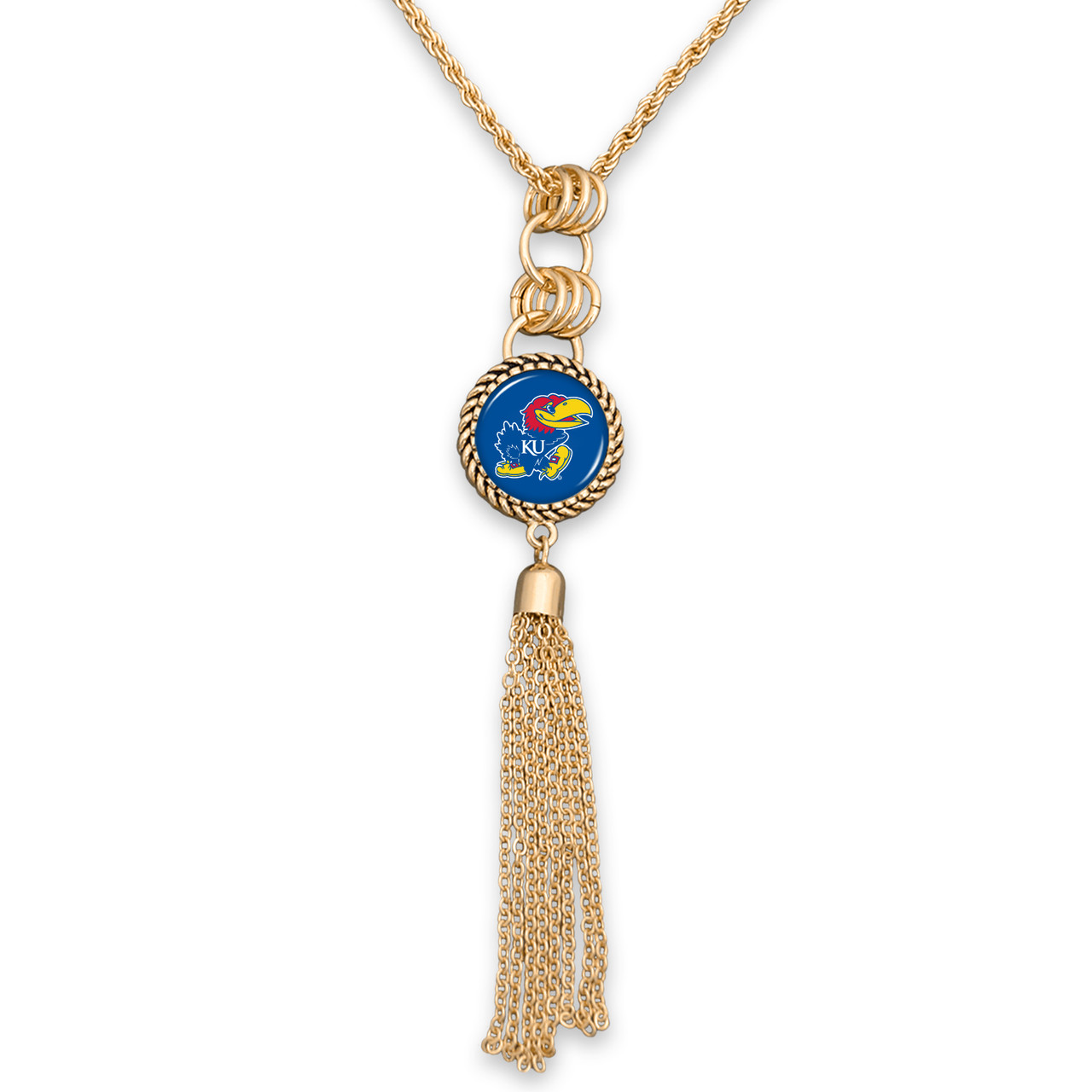 Kansas Jayhawks Gold Tassel Necklace