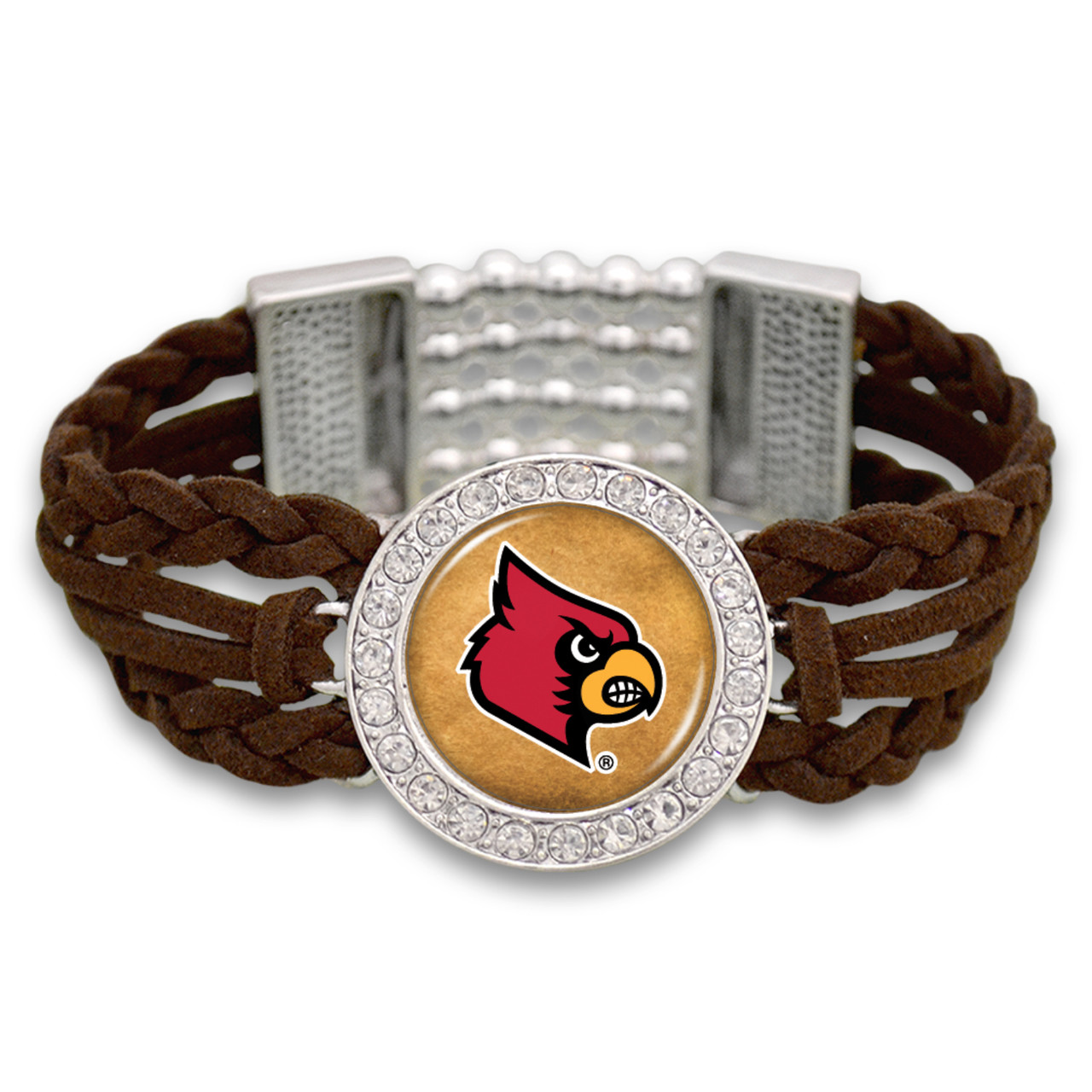 Louisville Cardinals Brown Braided Suede College Bracelet