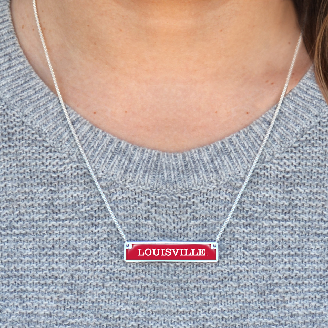 Louisville Cardinals Necklace- Nameplate (Adjustable Slider Bead)