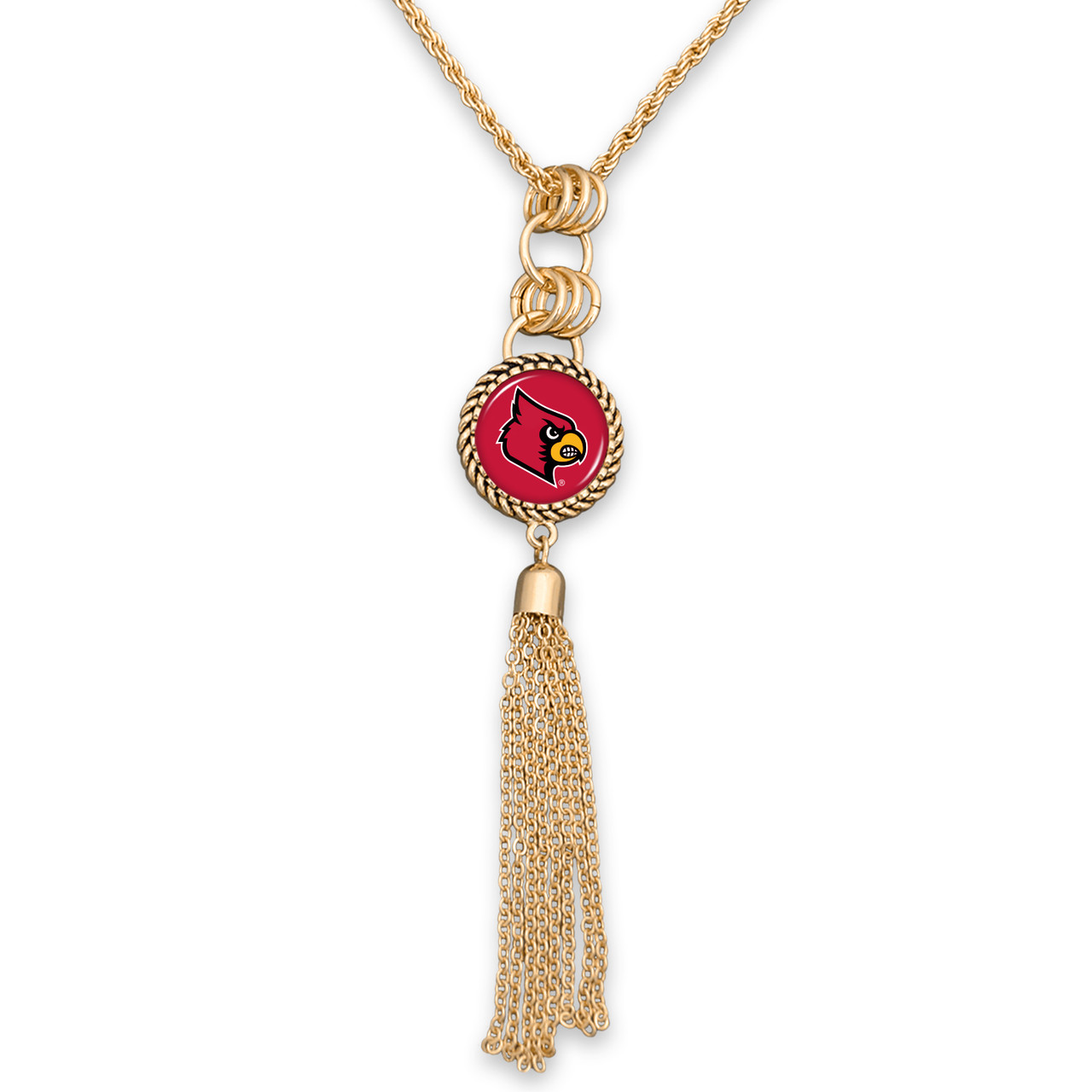 Louisville Cardinals Necklace- Long Gold Tassel