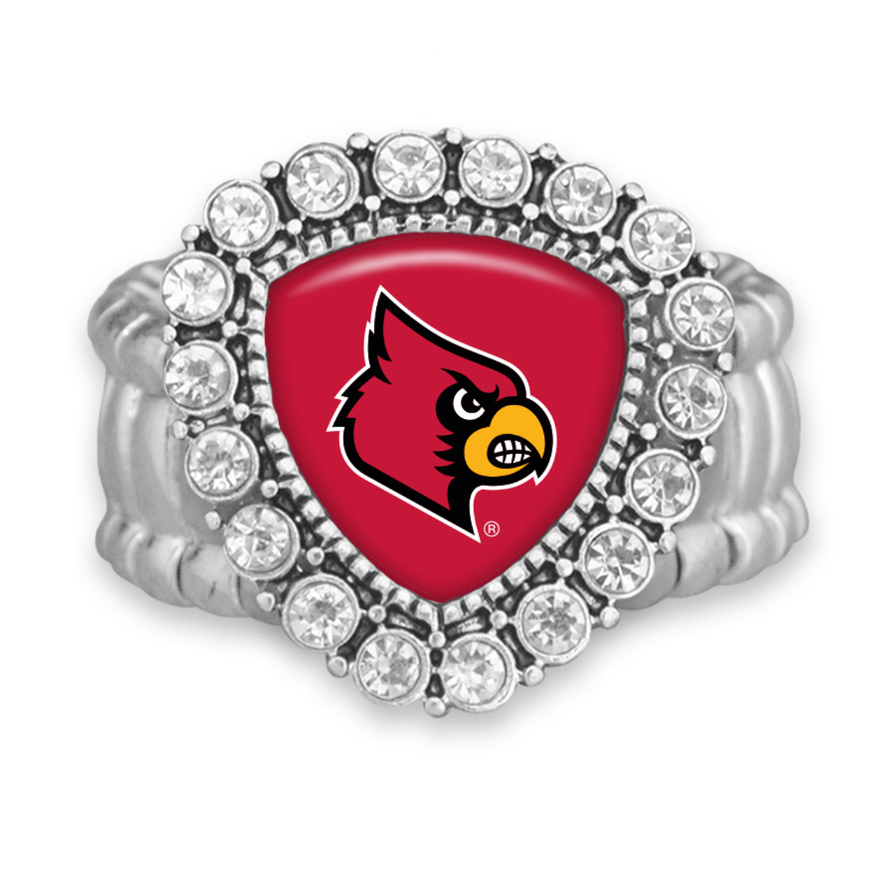 Louisville Cardinals Stretch Ring- Crystal Shield