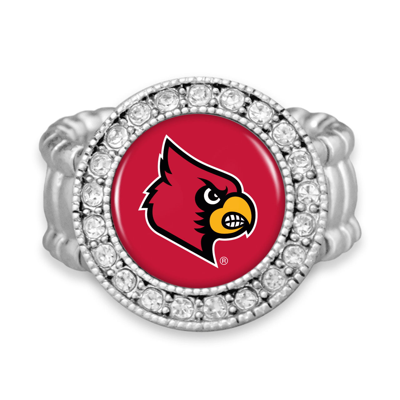 Louisville Cardinals Stretch Ring- Crystal Round