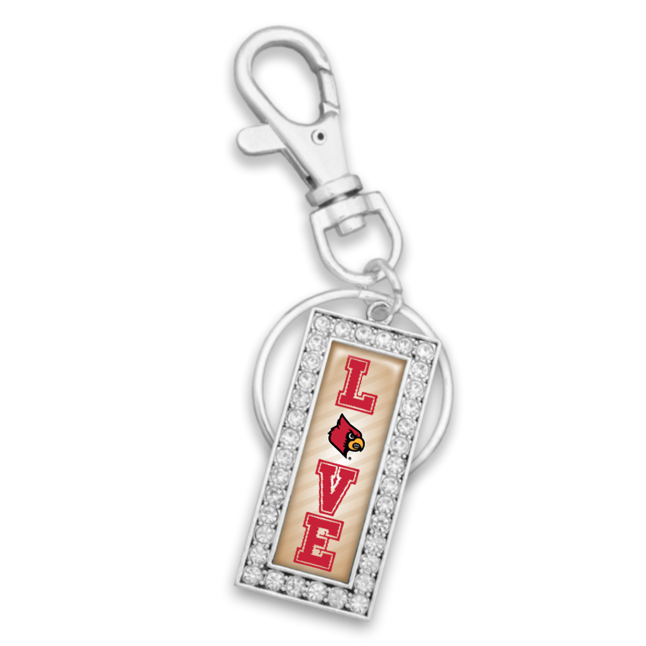 Louisville Cardinals Love Drop Rectangle Key Chain/Zipper Pull