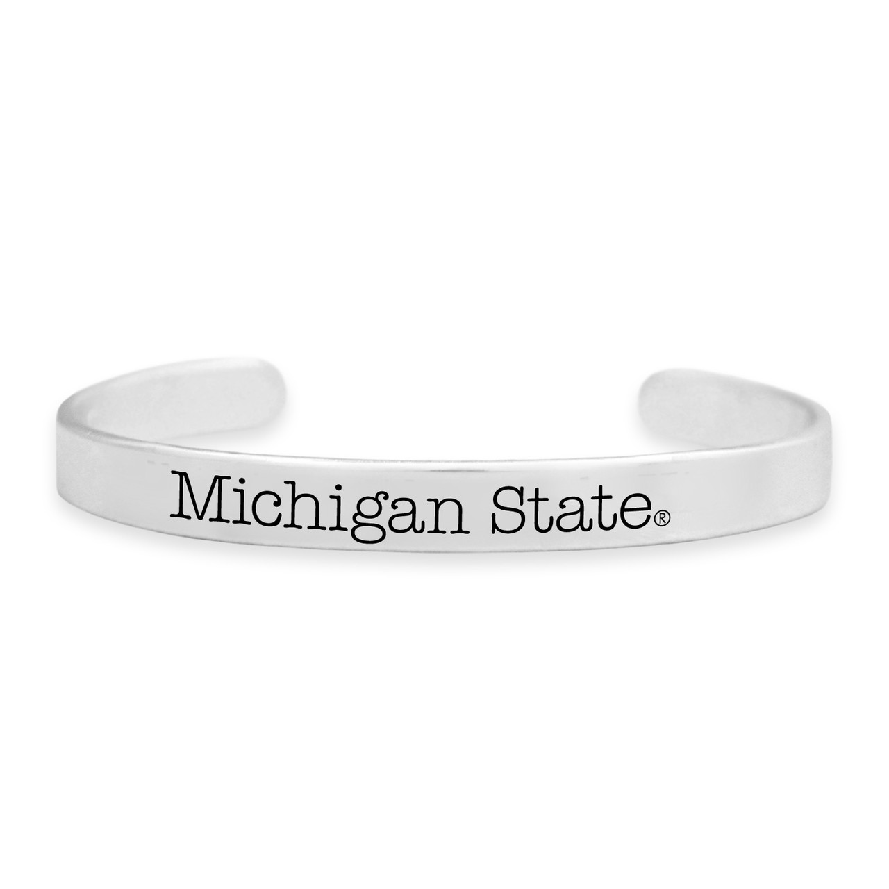 Michigan State Spartans Bracelet-  Silver Cuff/ School Name