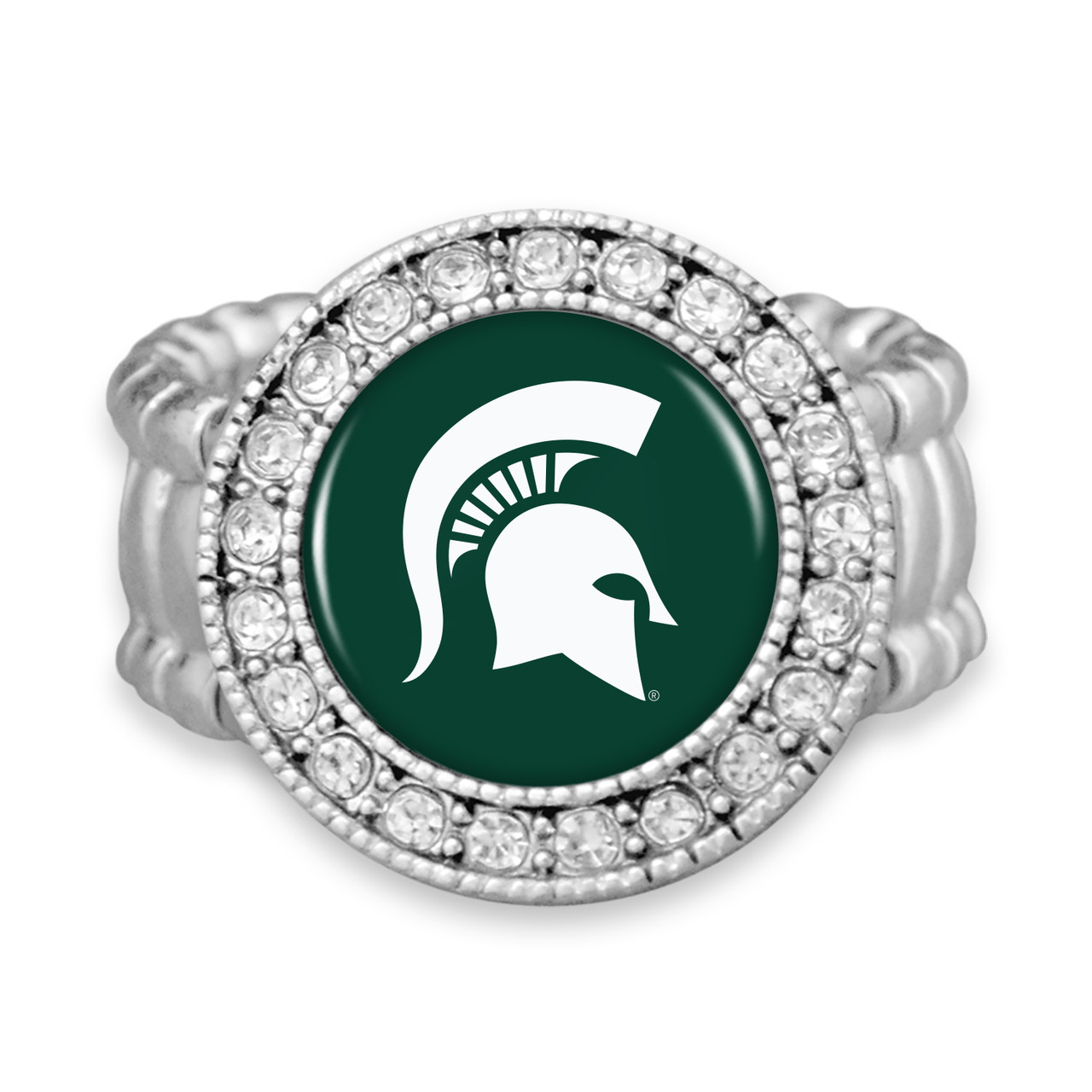 Michigan State Spartans Stretch Ring- Crystal Round