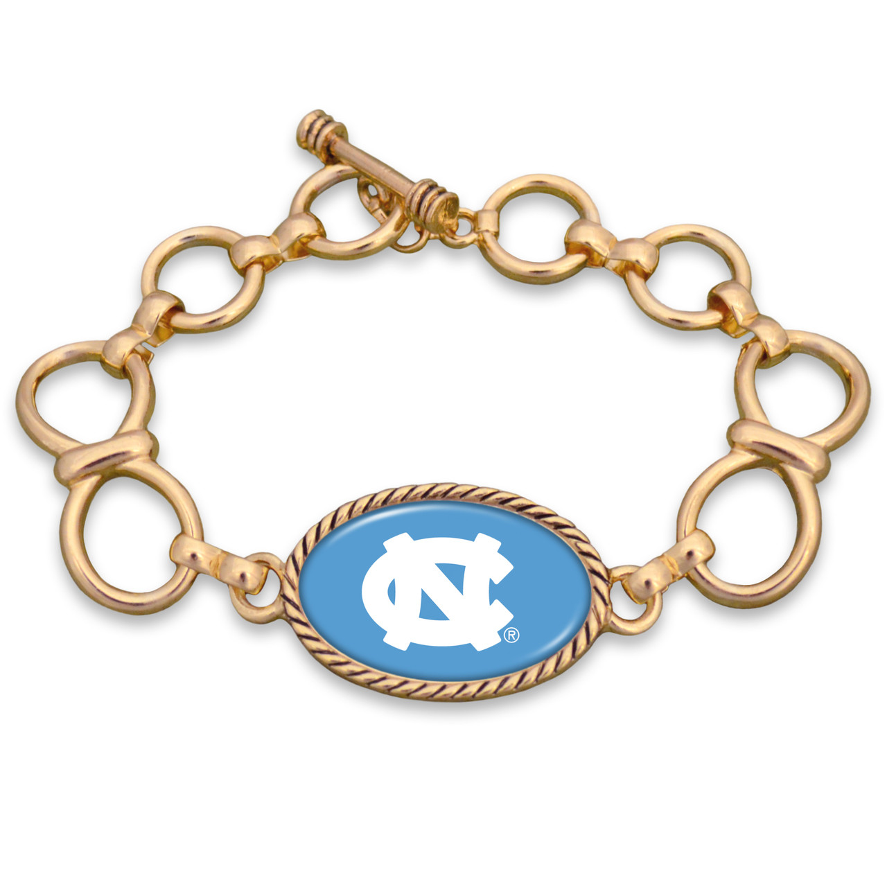 North Carolina Tar Heels Gold Chain Toggle College Bracelet