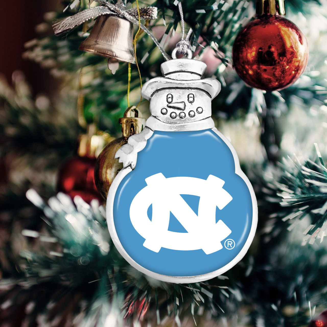 Snowman North Carolina Tar Heels Christmas Ornament