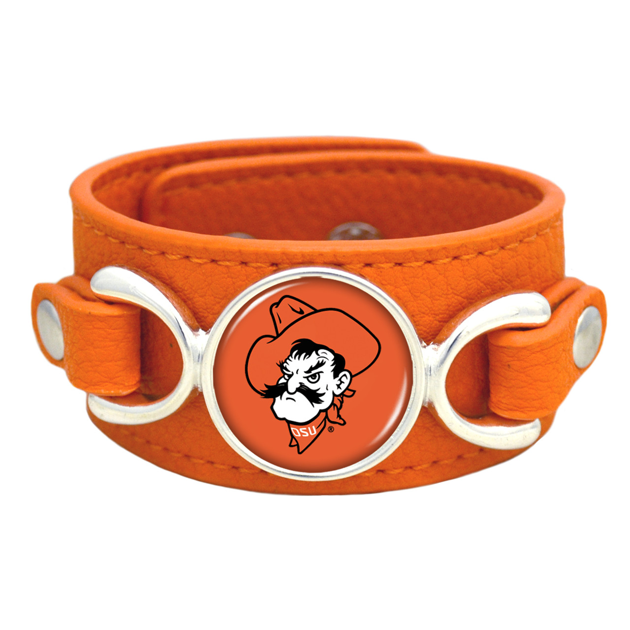 Oklahoma State Cowboys "Moto" Team Color Leather Strap College Bracelet