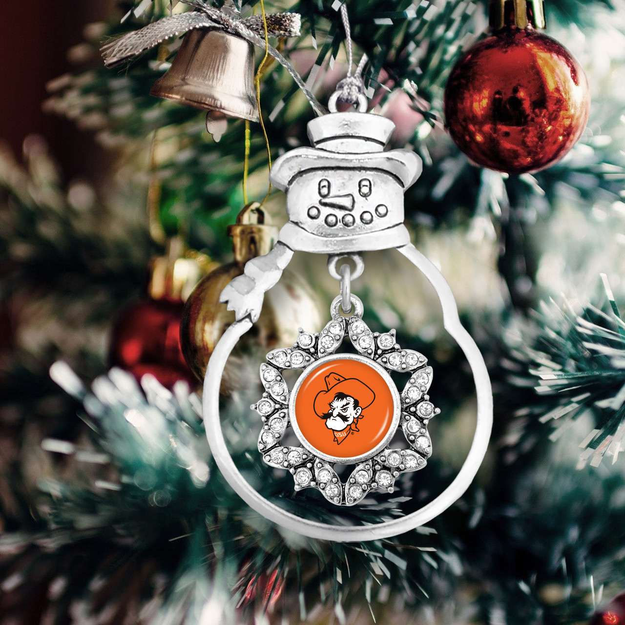 Oklahoma State Cowboys Snowman Christmas Ornament