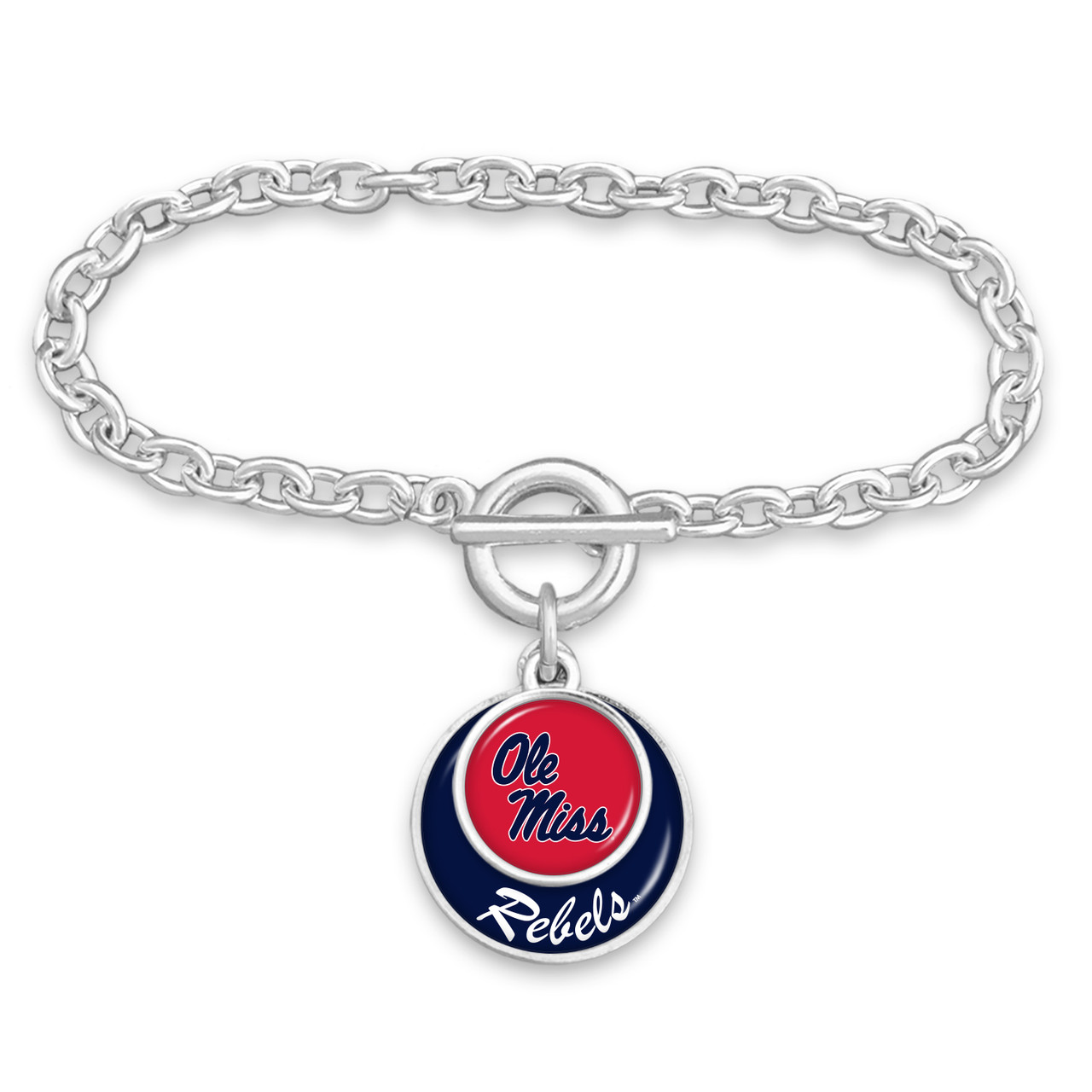 Ole Miss Rebels Bracelet- Stacked Disk