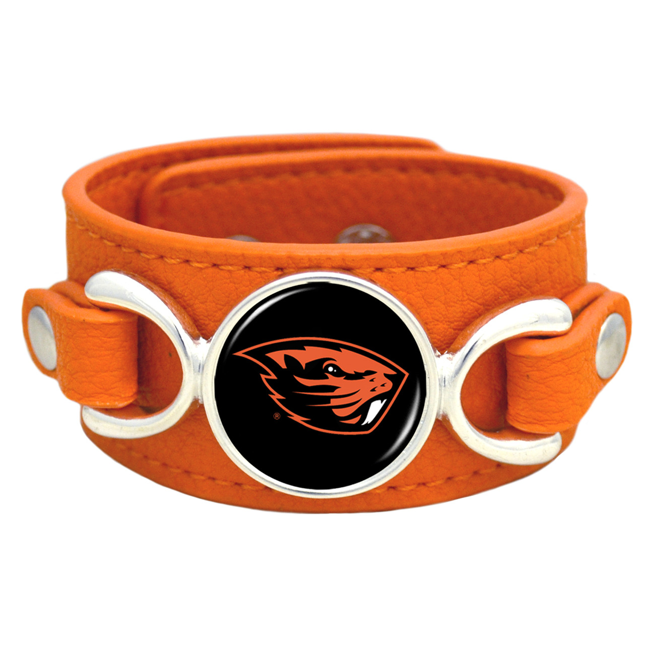 Oregon State Beavers "Moto" Team Color Leather Strap College Bracelet