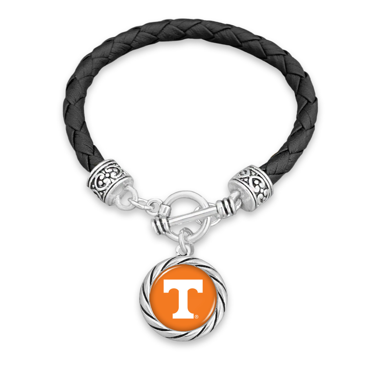 Tennessee Volunteers Bracelet- Black Leather Toggle