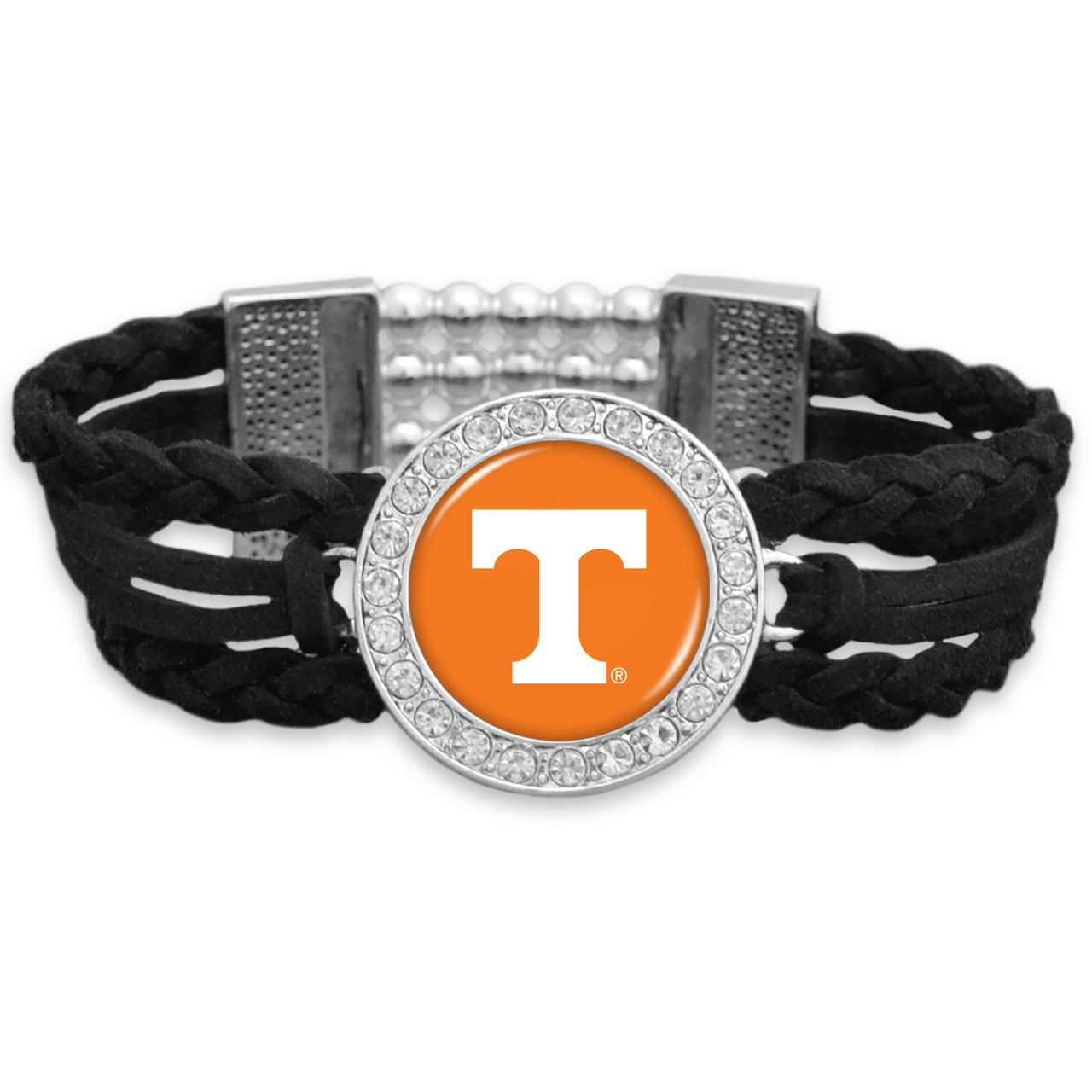 Tennessee Volunteers Bracelet- Black Braided Suede