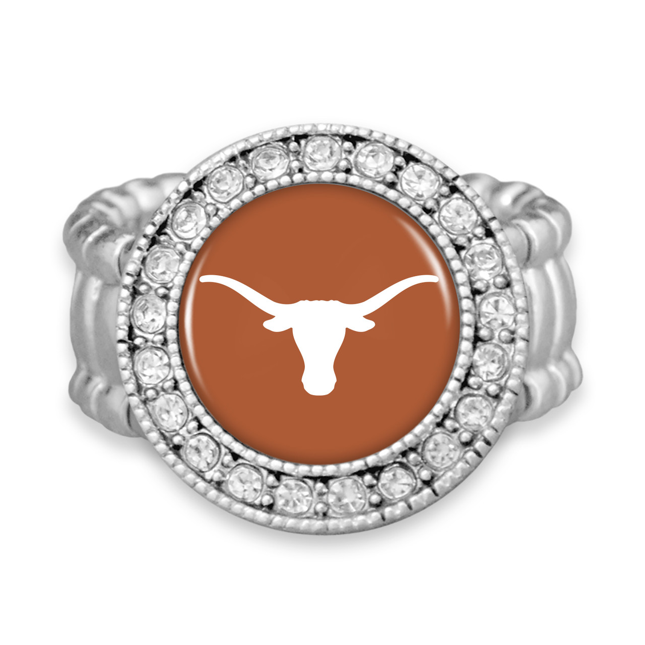 Texas Longhorns Stretch Ring- Crystal Round