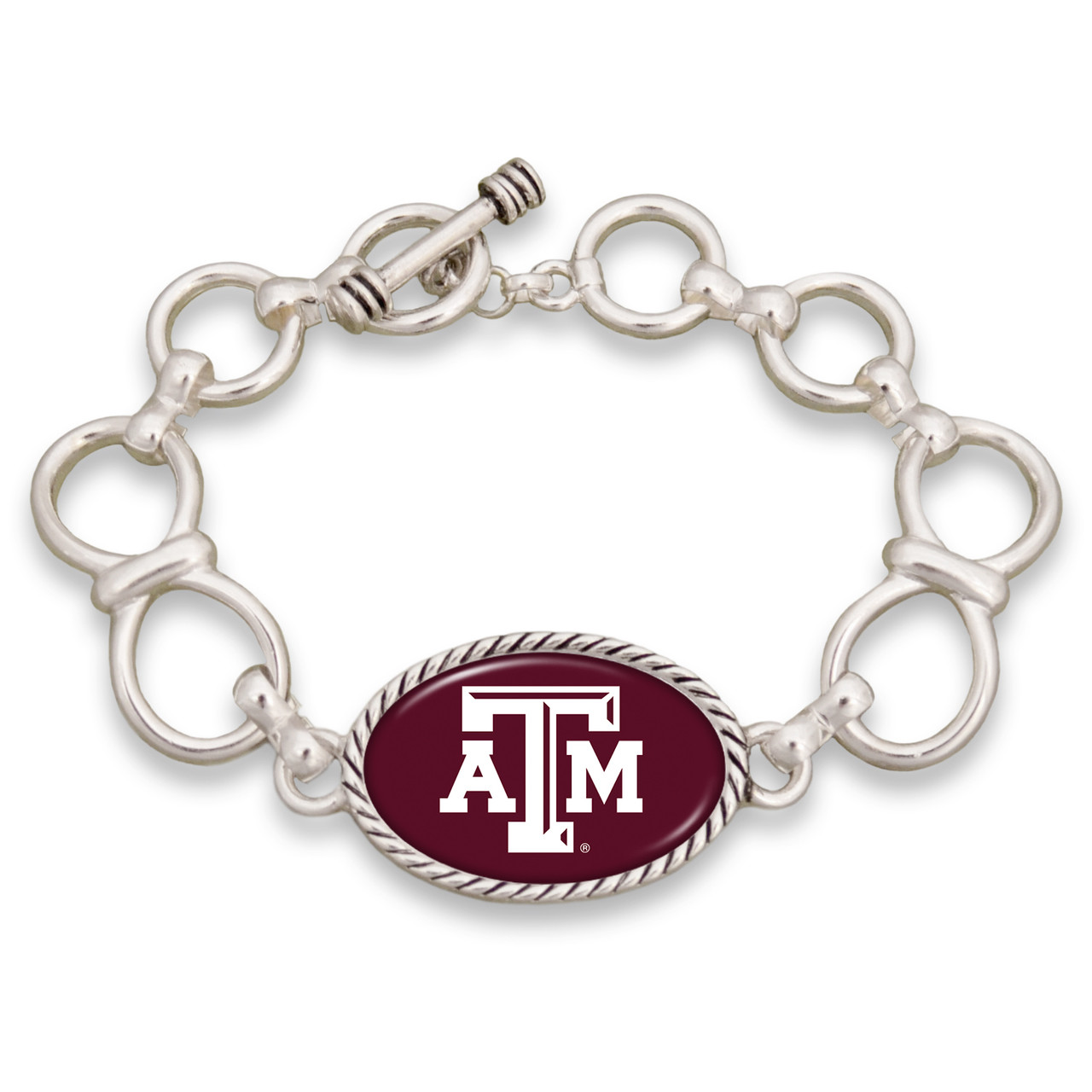 Texas A&M Aggies Silver Chain Toggle College Bracelet
