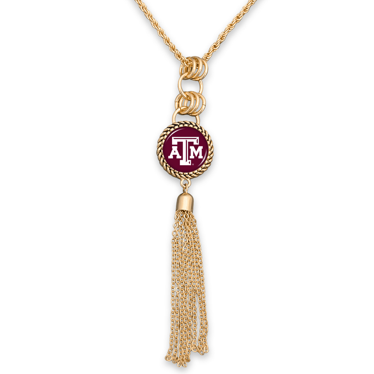 Texas A&M Aggies Necklace- Long Gold Tassel