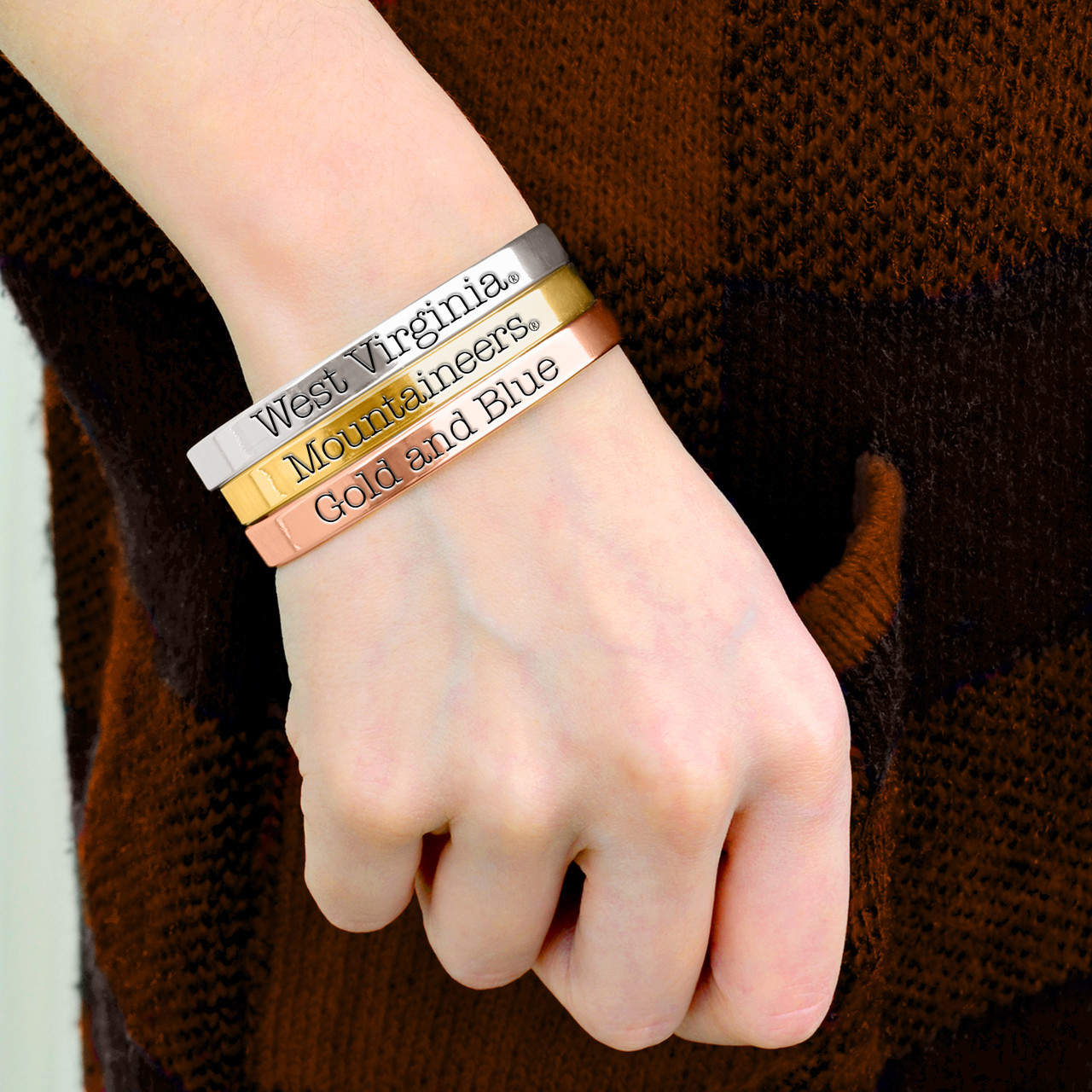 West Virginia Mountaineers Bracelet-  Gold Cuff/ School Mascot